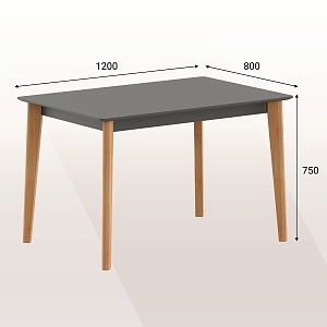 Стол прямой SKYLAND LYKKE TS-120, антрацит/бук, 120х80х75 см